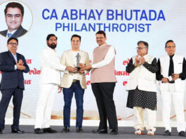 समाज सेवा के क्षेत्र में बड़े बदलाव लाने वाली अपनी कोशिशों के लिए सीए अभय भुतडा को फिलांथ्रोपिस्ट ऑफ द ईयर अवार्ड 2026 मिला